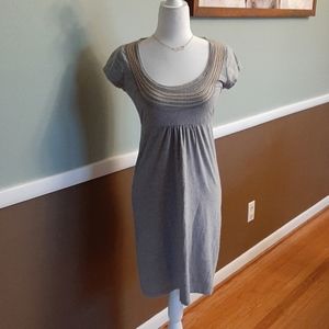 Boden Gray Midi Dress with Yellow Accents
